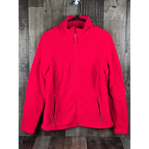 LL Bean Womens Fleece Light Jacket Size Small Regular Red - Picture 2 of 6